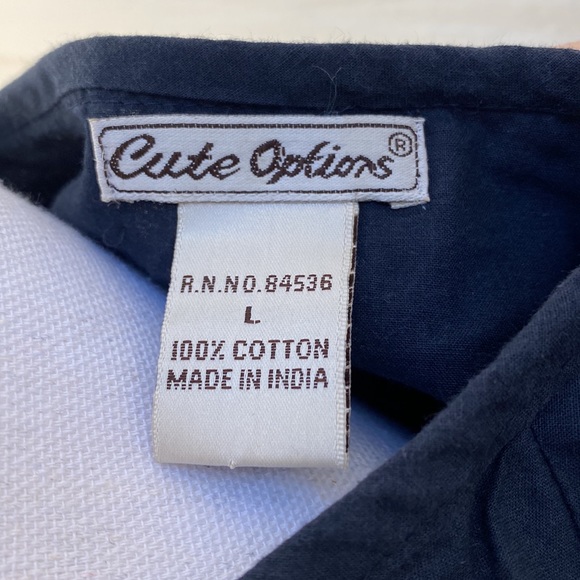 BOHO BEACHY dress navy with embroidered front sleeves and hem sz L 100% cotton - Picture 6 of 6